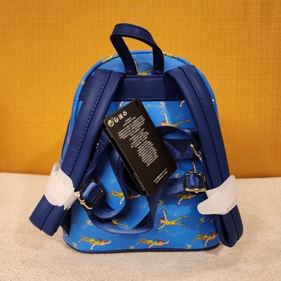Loungefly Disney Peter Pan Flying TinkerBell AOP Blue Mini Backpack NEW
